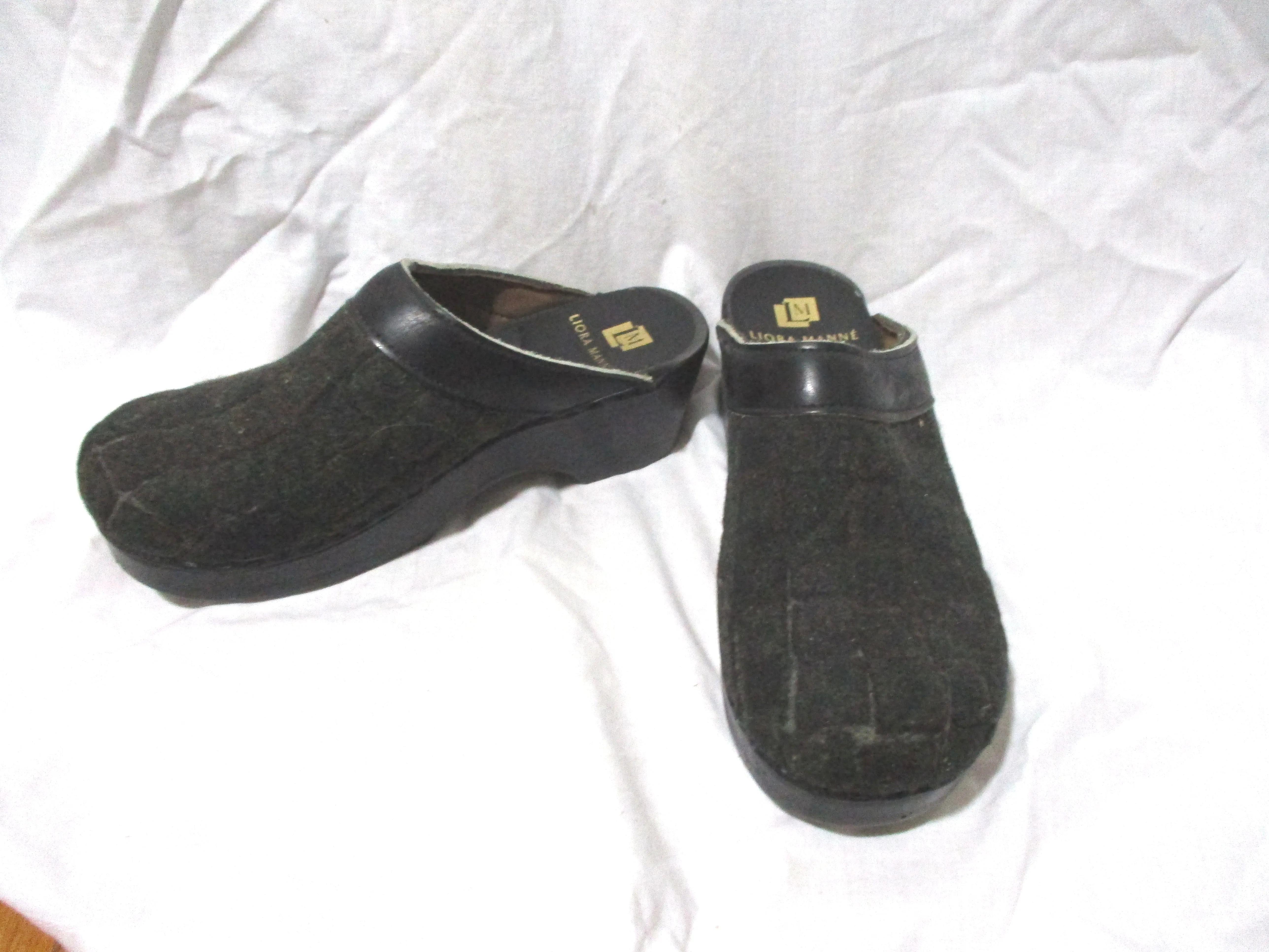 NEW LIORA MANNE Leather Clog Shoe Slip-On Mule CHECK PLAID 36