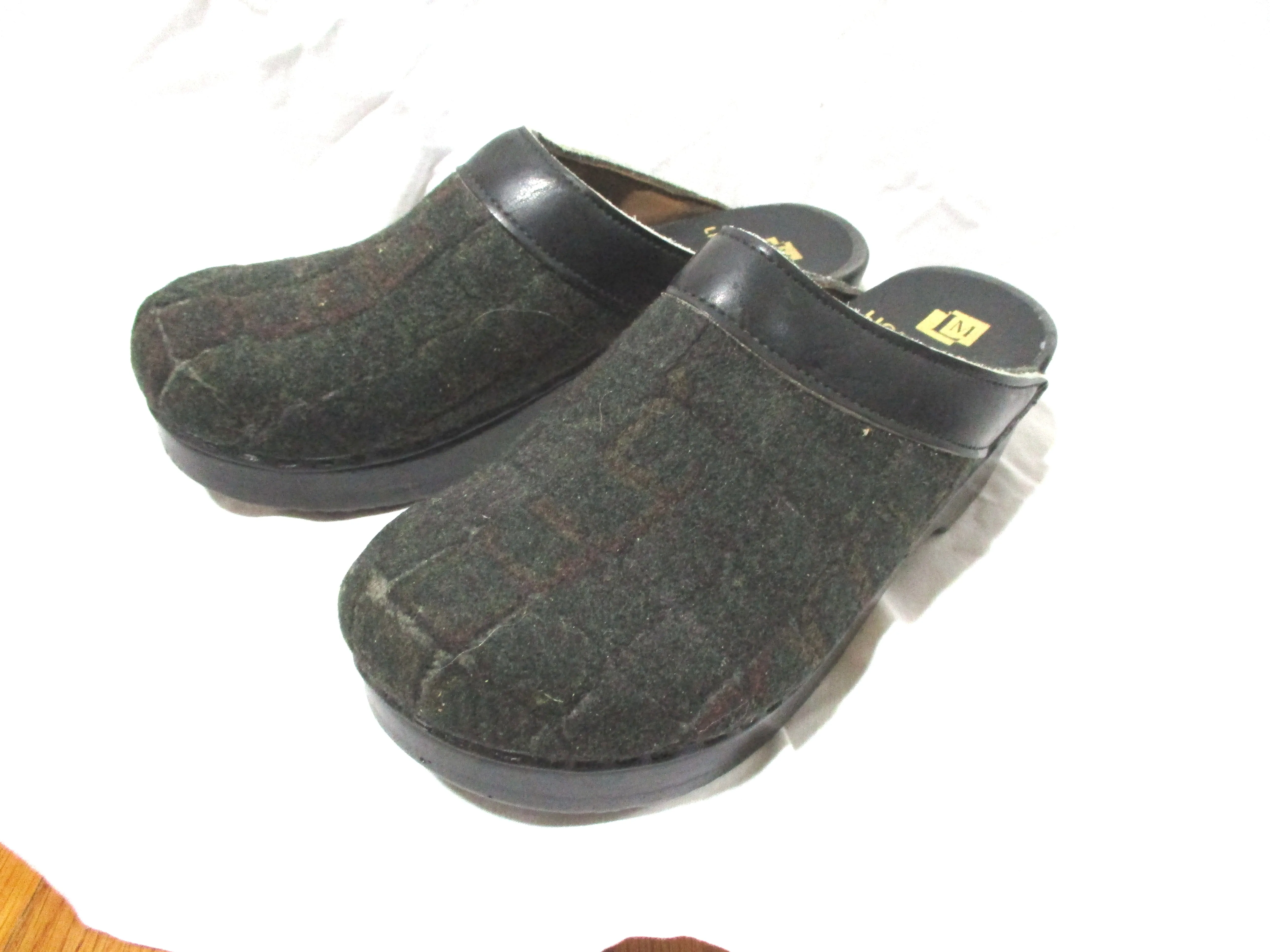 NEW LIORA MANNE Leather Clog Shoe Slip-On Mule CHECK PLAID 36