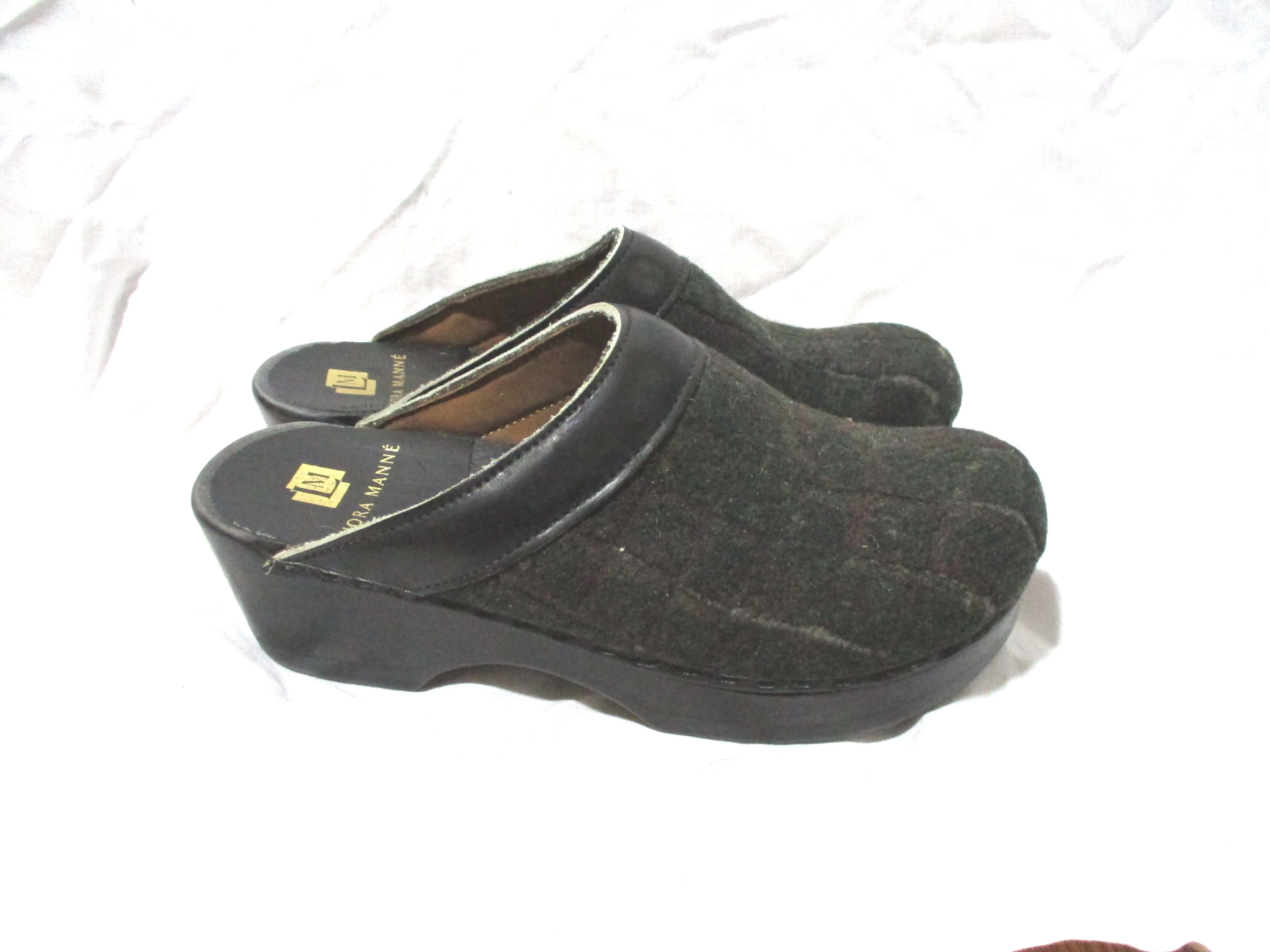 NEW LIORA MANNE Leather Clog Shoe Slip-On Mule CHECK PLAID 36