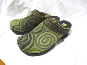 NEW LIORA MANNE Leather Clog Shoe Slip-On Mule GREEN SWIRL 36 / 6