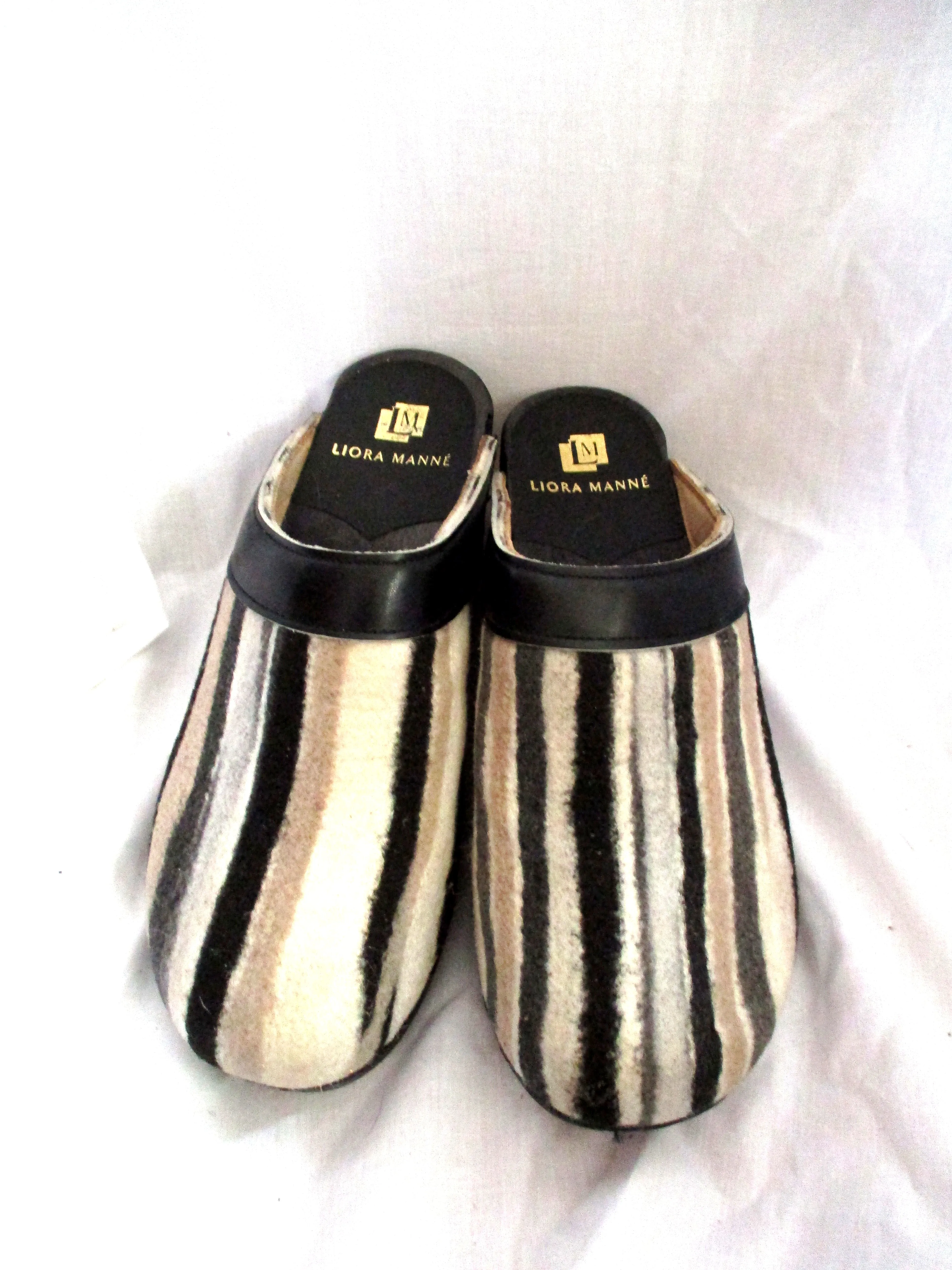 NEW LIORA MANNE Leather Clog Shoe Slip-On Mule STRIPE 40