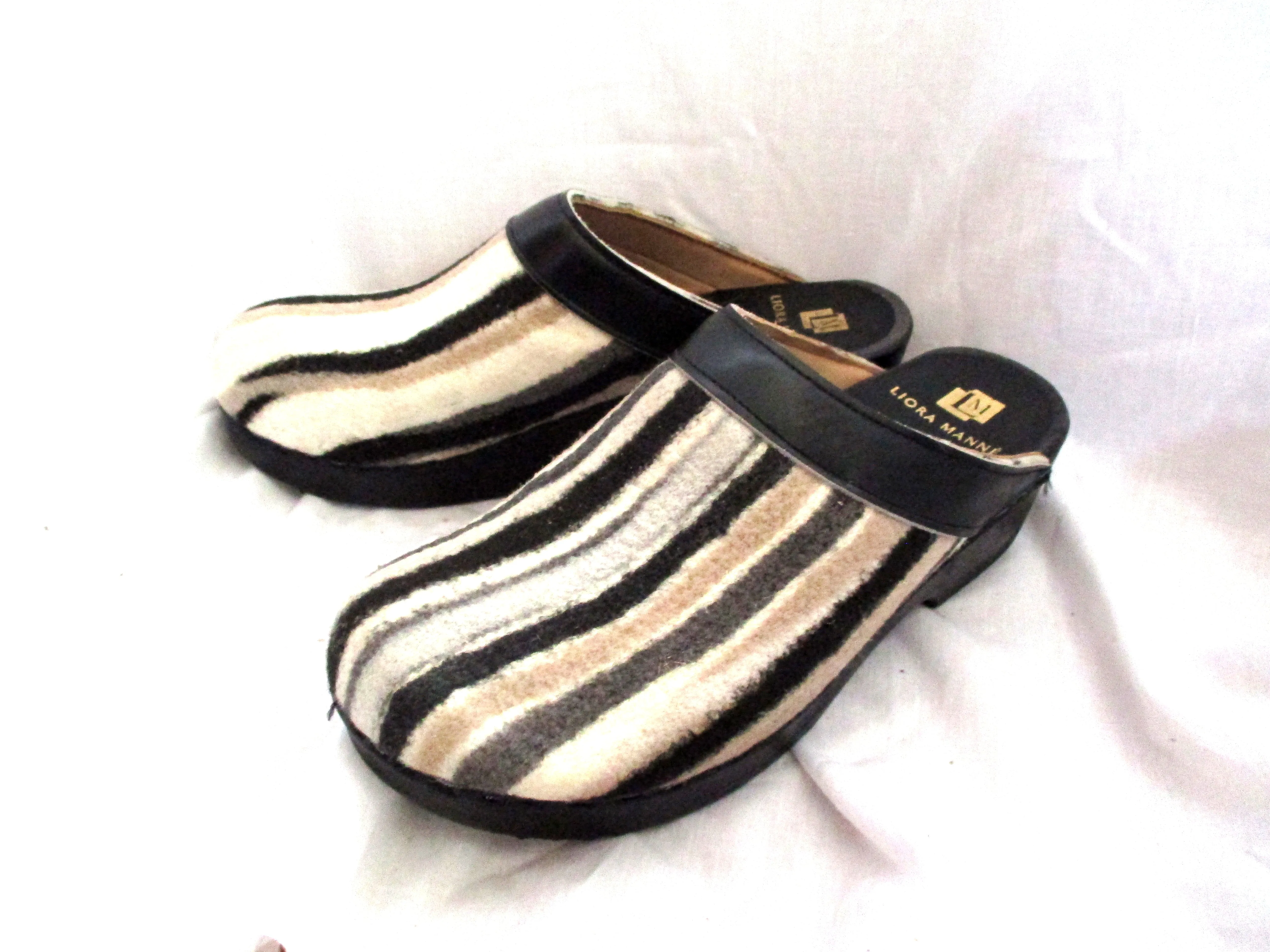 NEW LIORA MANNE Leather Clog Shoe Slip-On Mule STRIPE 40