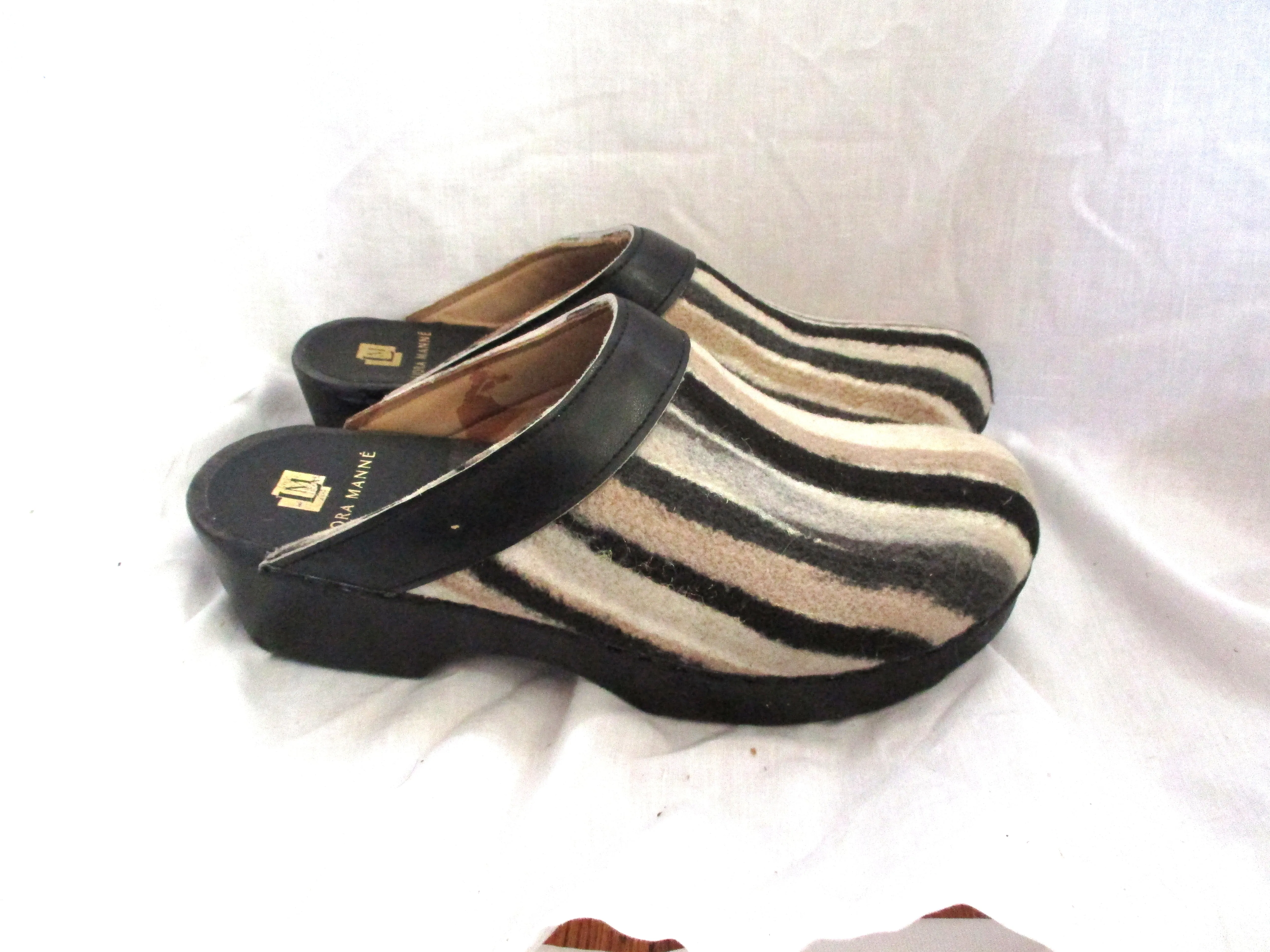 NEW LIORA MANNE Leather Clog Shoe Slip-On Mule STRIPE 40