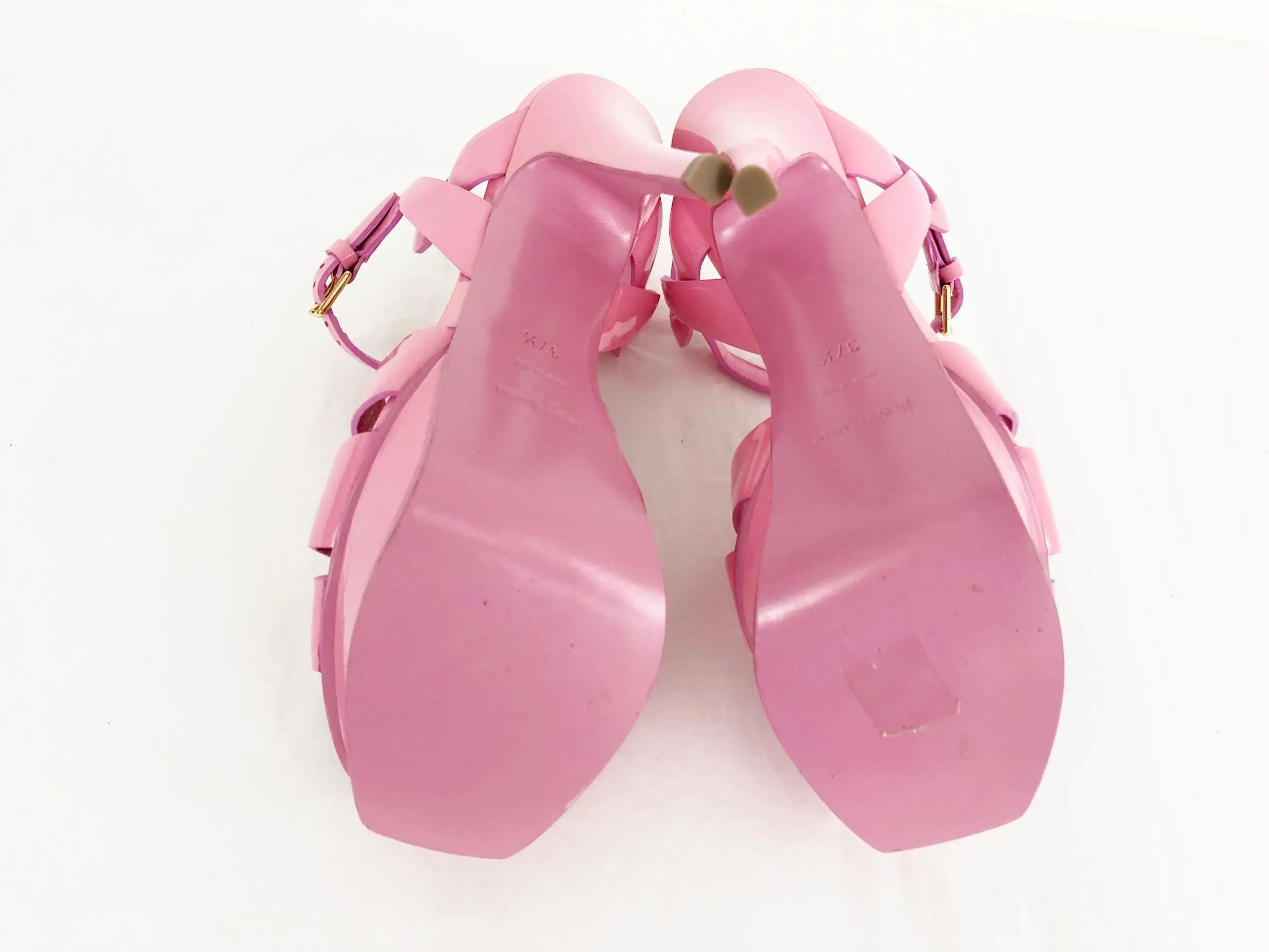 NEW Yves Saint Laurent Patent Tribute Sandal Size 37.5 It (7.5 Us)