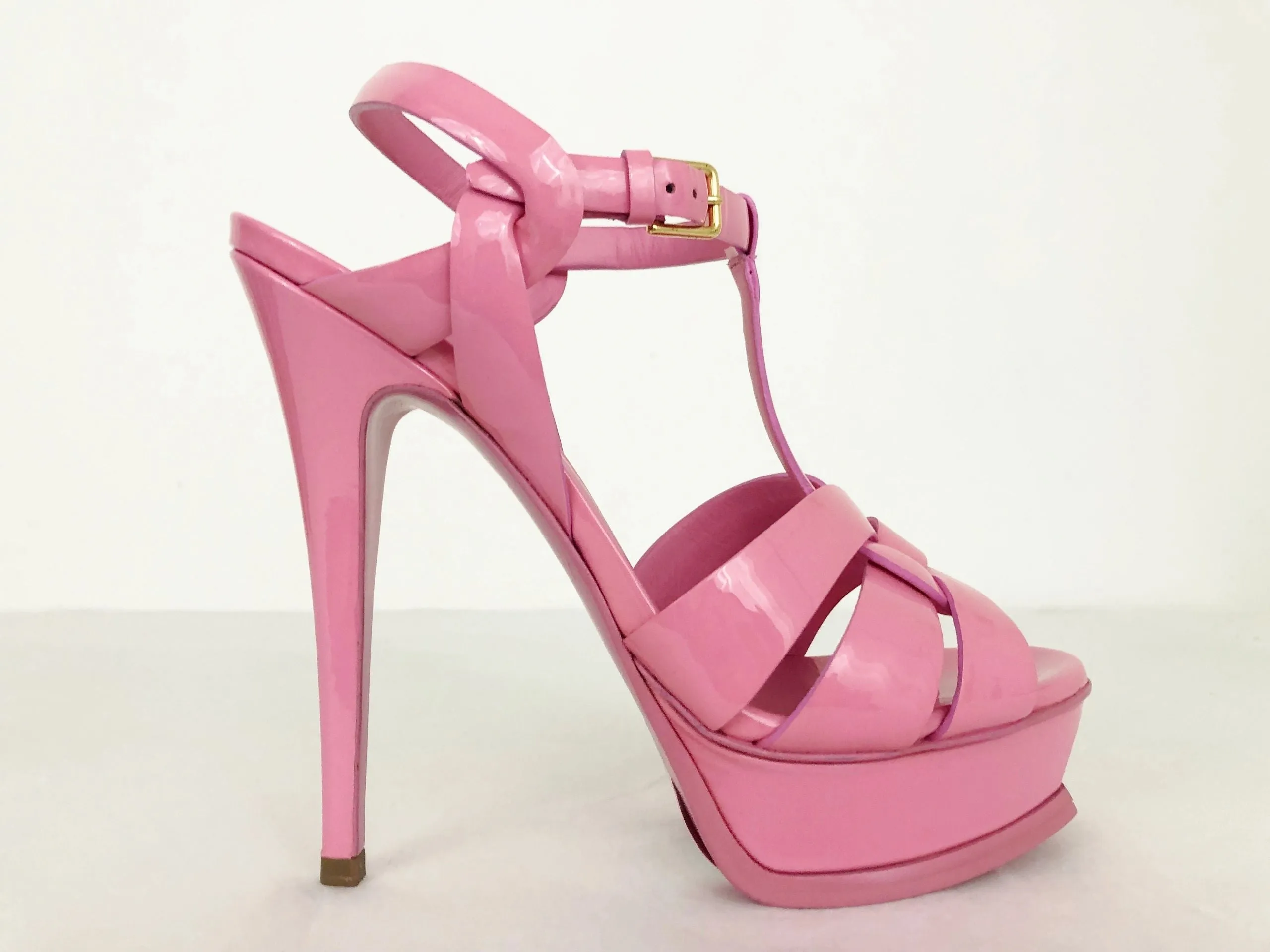 NEW Yves Saint Laurent Patent Tribute Sandal Size 37.5 It (7.5 Us)