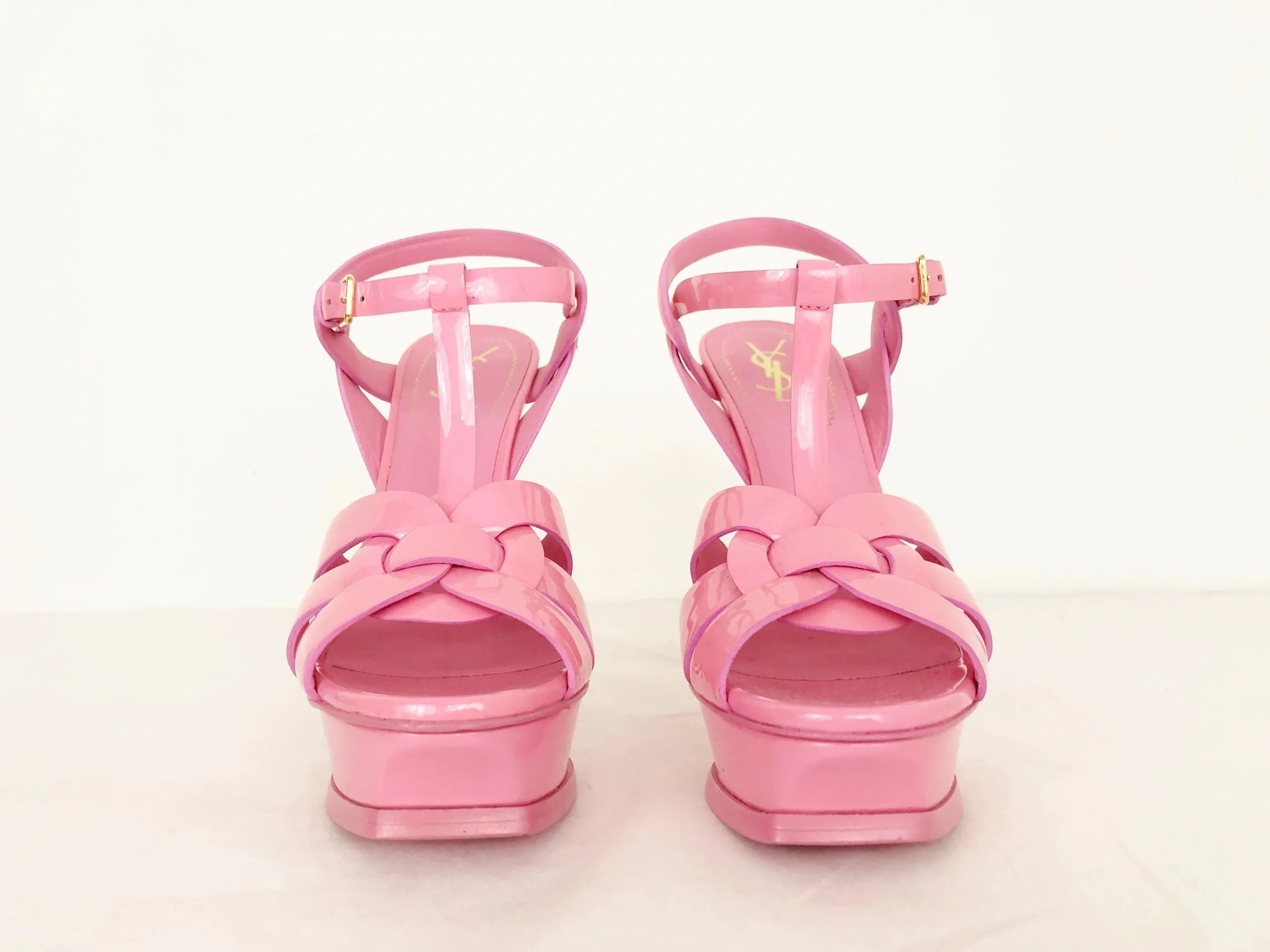 NEW Yves Saint Laurent Patent Tribute Sandal Size 37.5 It (7.5 Us)
