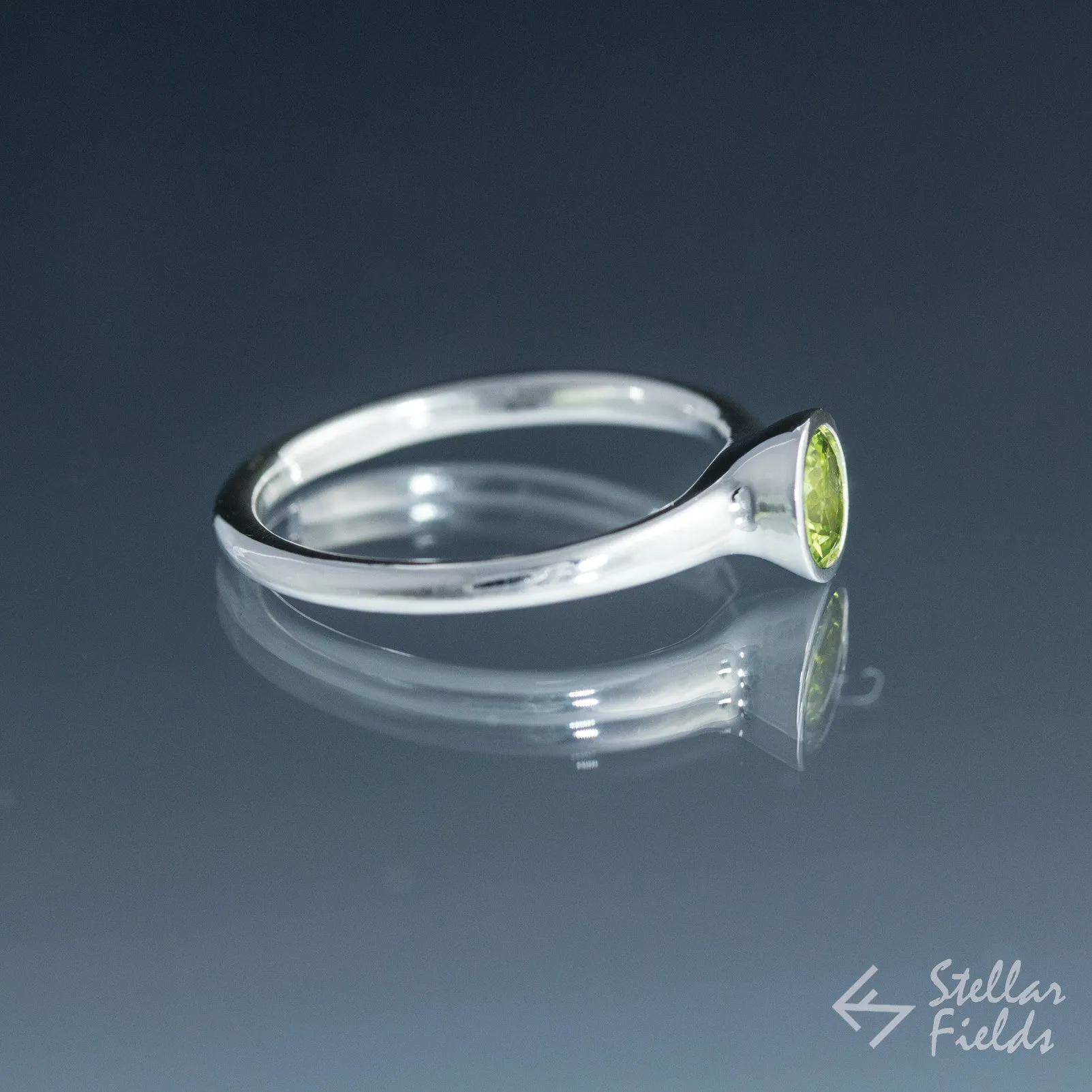 Peridot Full Bezel Minimal Stacking Ring