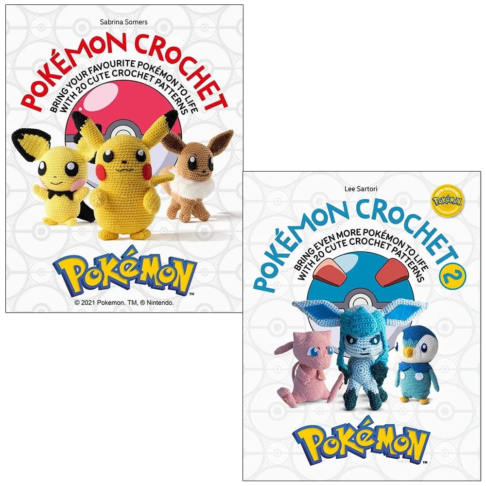 Pokémon Crochet By Sabrina Somers & Pokémon Crochet Vol 2 By Lee Sartori 2 Books Collection Set