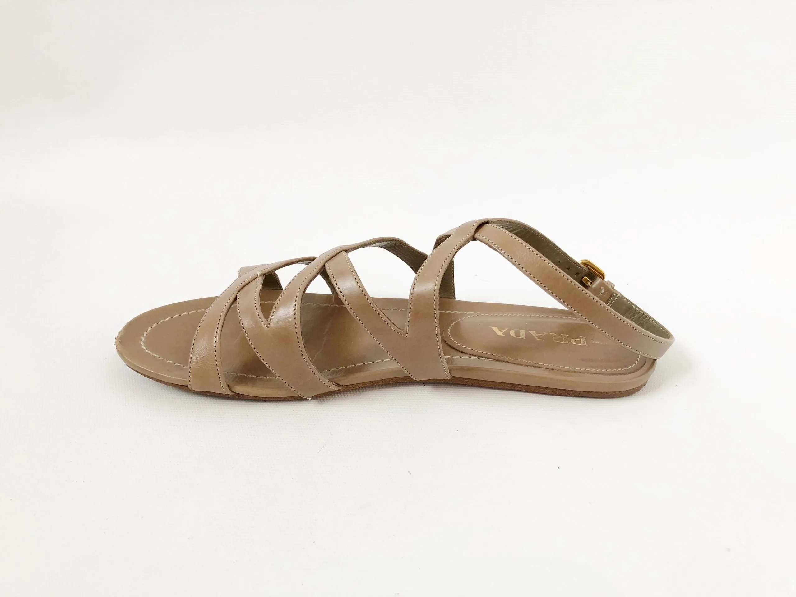 Prada Strappy Sandal Size 37.5 It (7.5 Us)