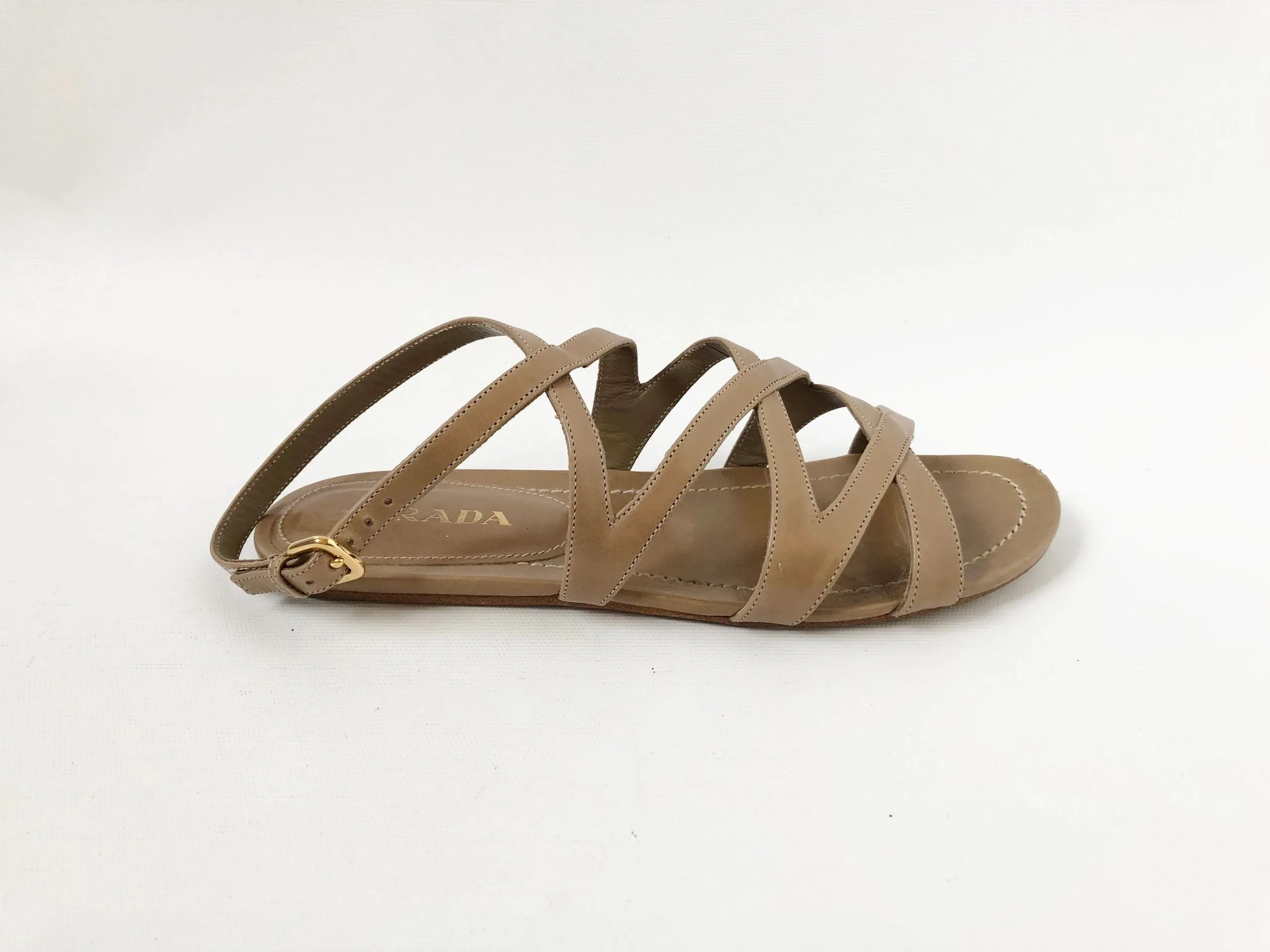 Prada Strappy Sandal Size 37.5 It (7.5 Us)