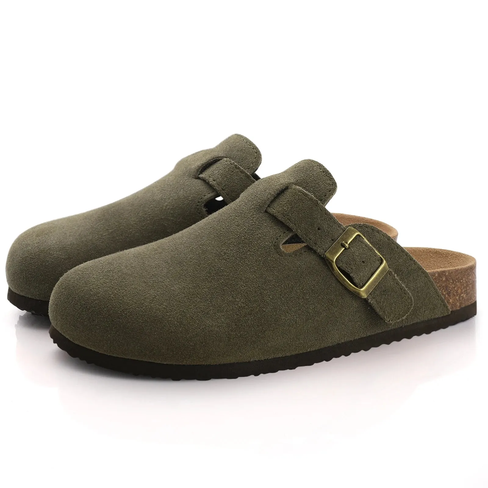 Premium Genuine Suede Unisex Clogs Cork Sandals With Arch Support