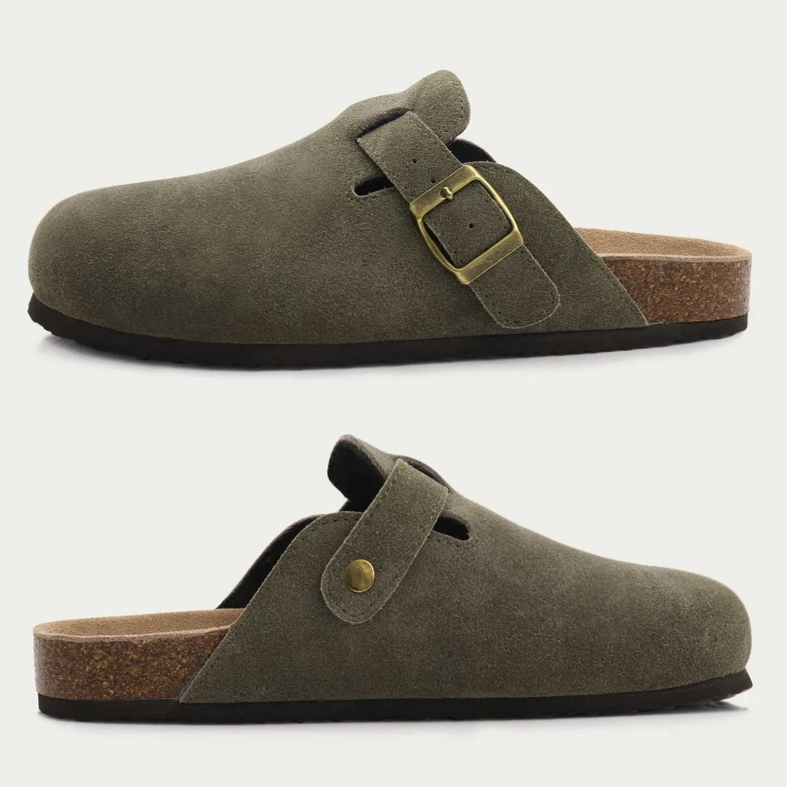 Premium Genuine Suede Unisex Clogs Cork Sandals With Arch Support