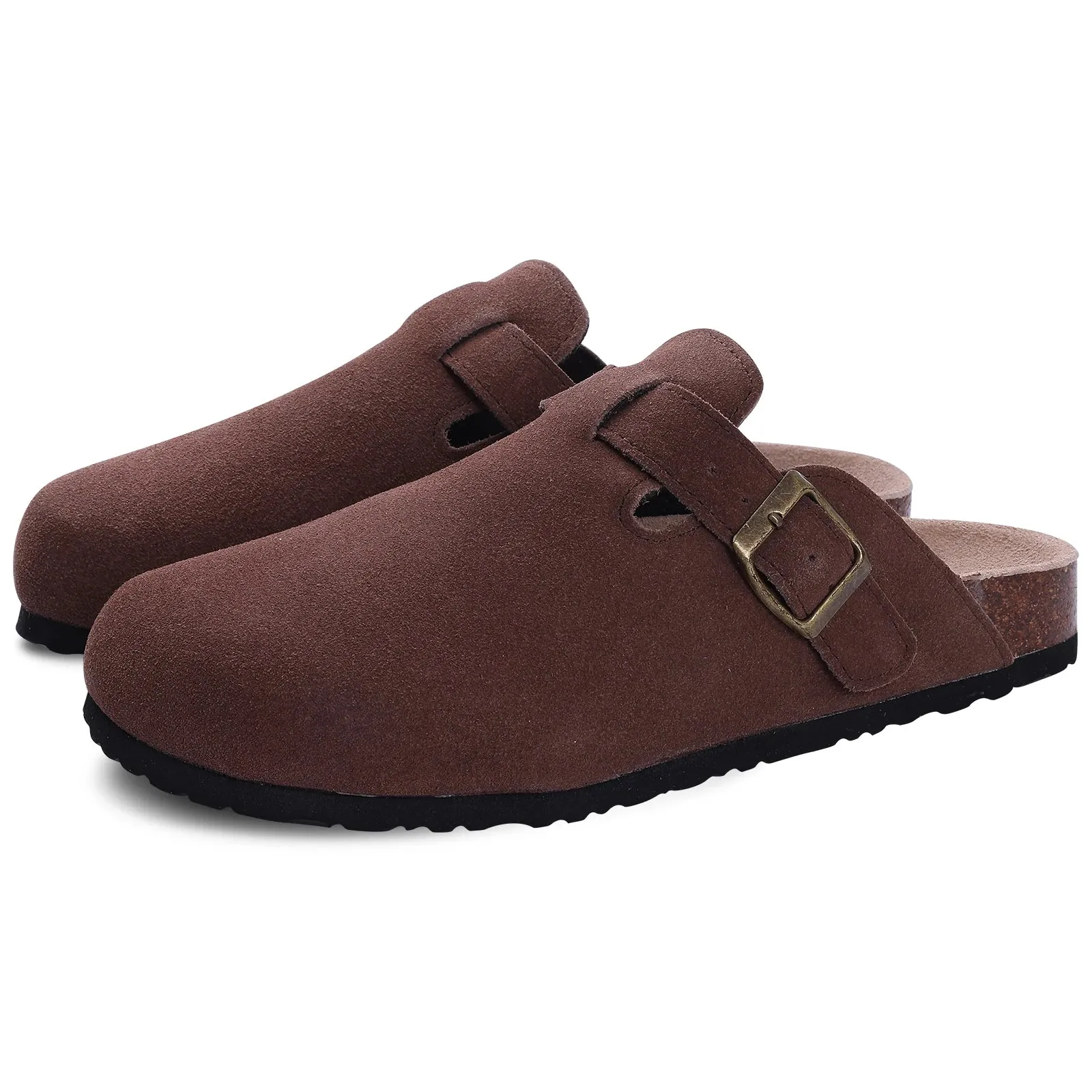 Premium Genuine Suede Unisex Clogs Cork Sandals With Arch Support