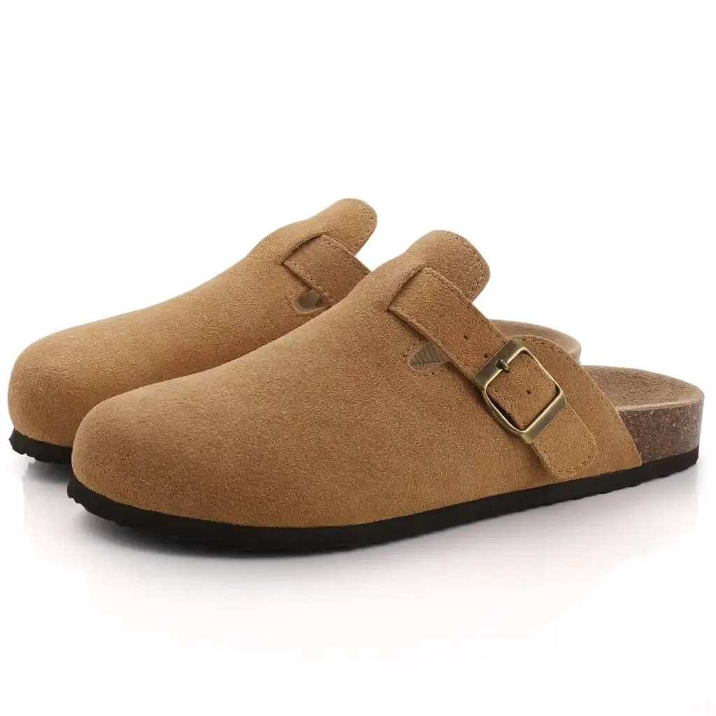 Premium Genuine Suede Unisex Clogs Cork Sandals With Arch Support