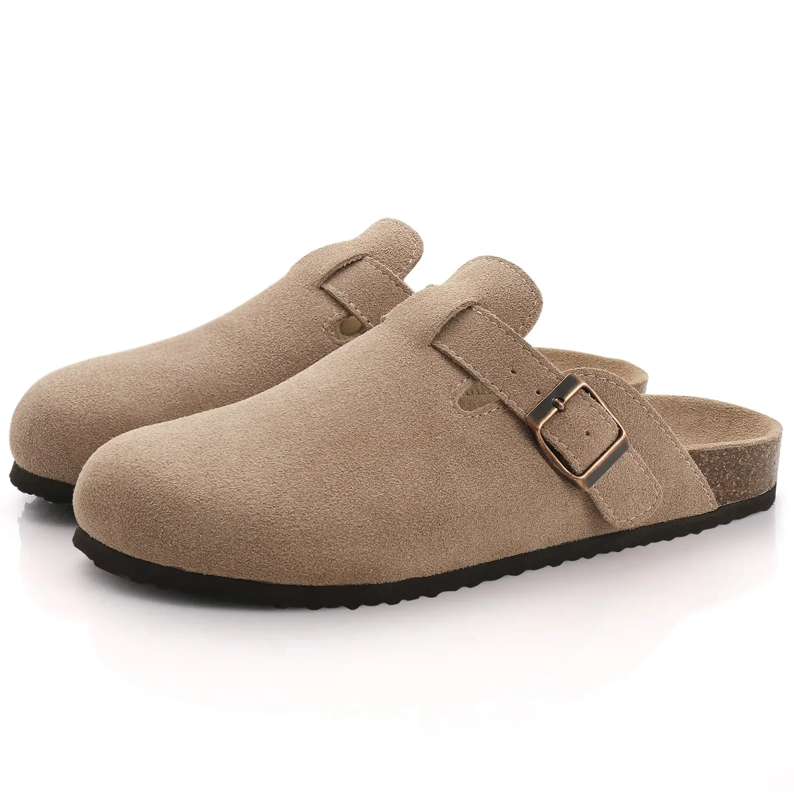 Premium Genuine Suede Unisex Clogs Cork Sandals With Arch Support