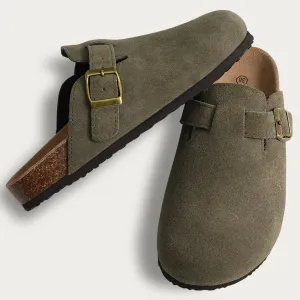 Premium Genuine Suede Unisex Clogs Cork Sandals With Arch Support