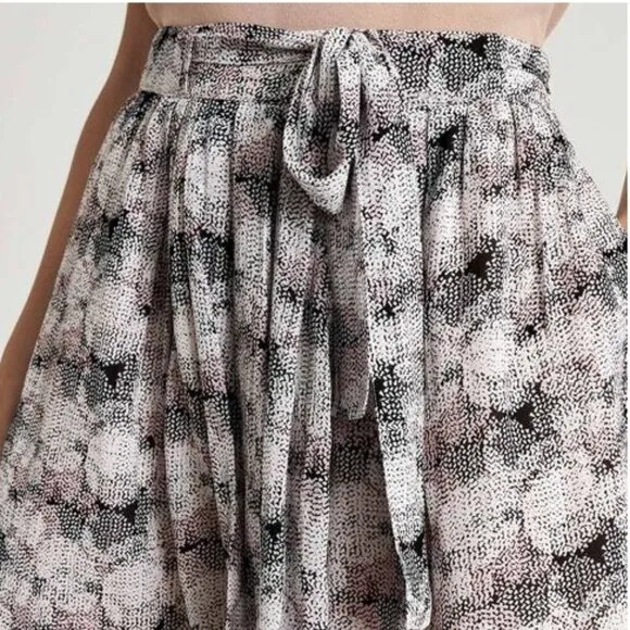 REISS Women's Size 8 Pink Print Jonah Circle Printed Mini Skirt Waist Tie NEW