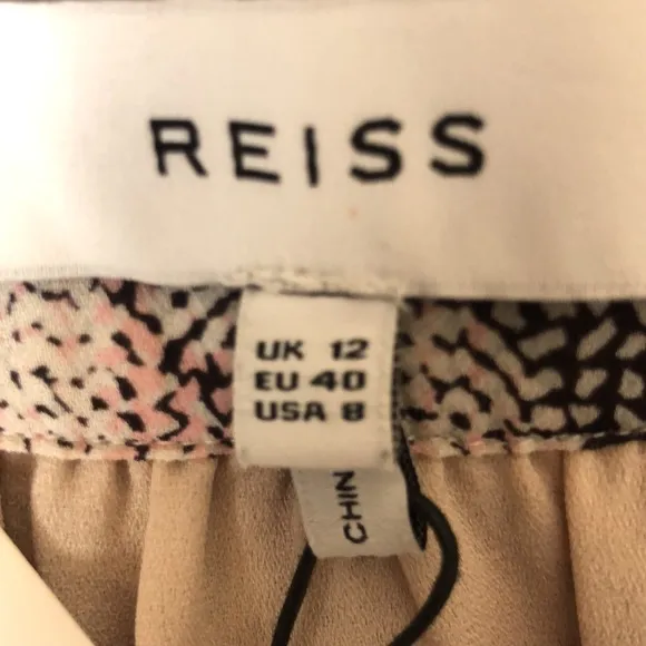 REISS Women's Size 8 Pink Print Jonah Circle Printed Mini Skirt Waist Tie NEW