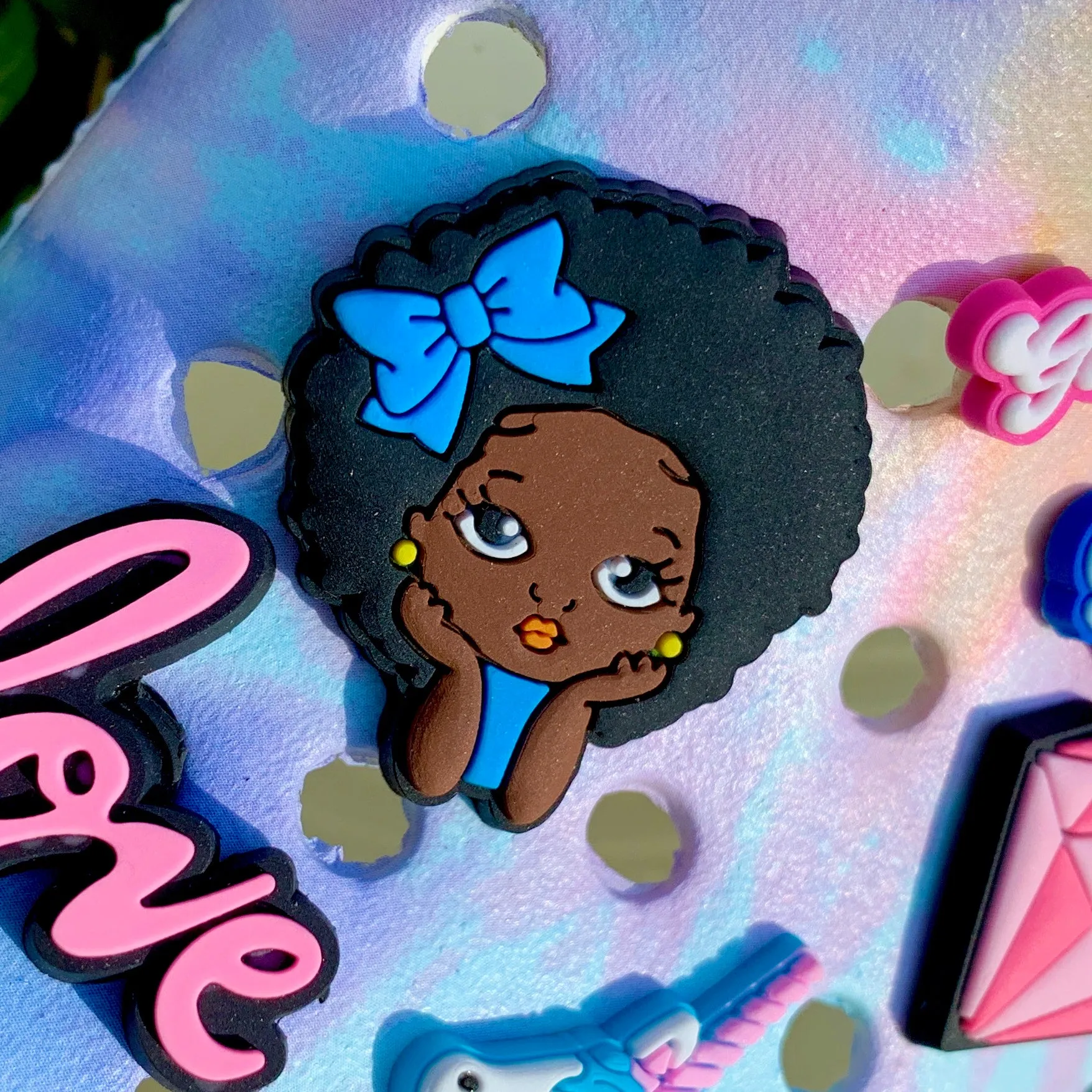 SHOE CHARMS - BLUE BOW CUTIE