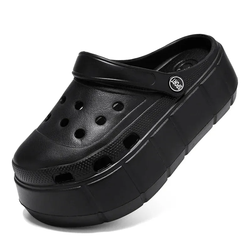 Solid Platform Clogs for Women Luxury Brand High Heels Sandals Outdoor Beach Slippers Casual Shoes Summer 2023 New Plus Size 41