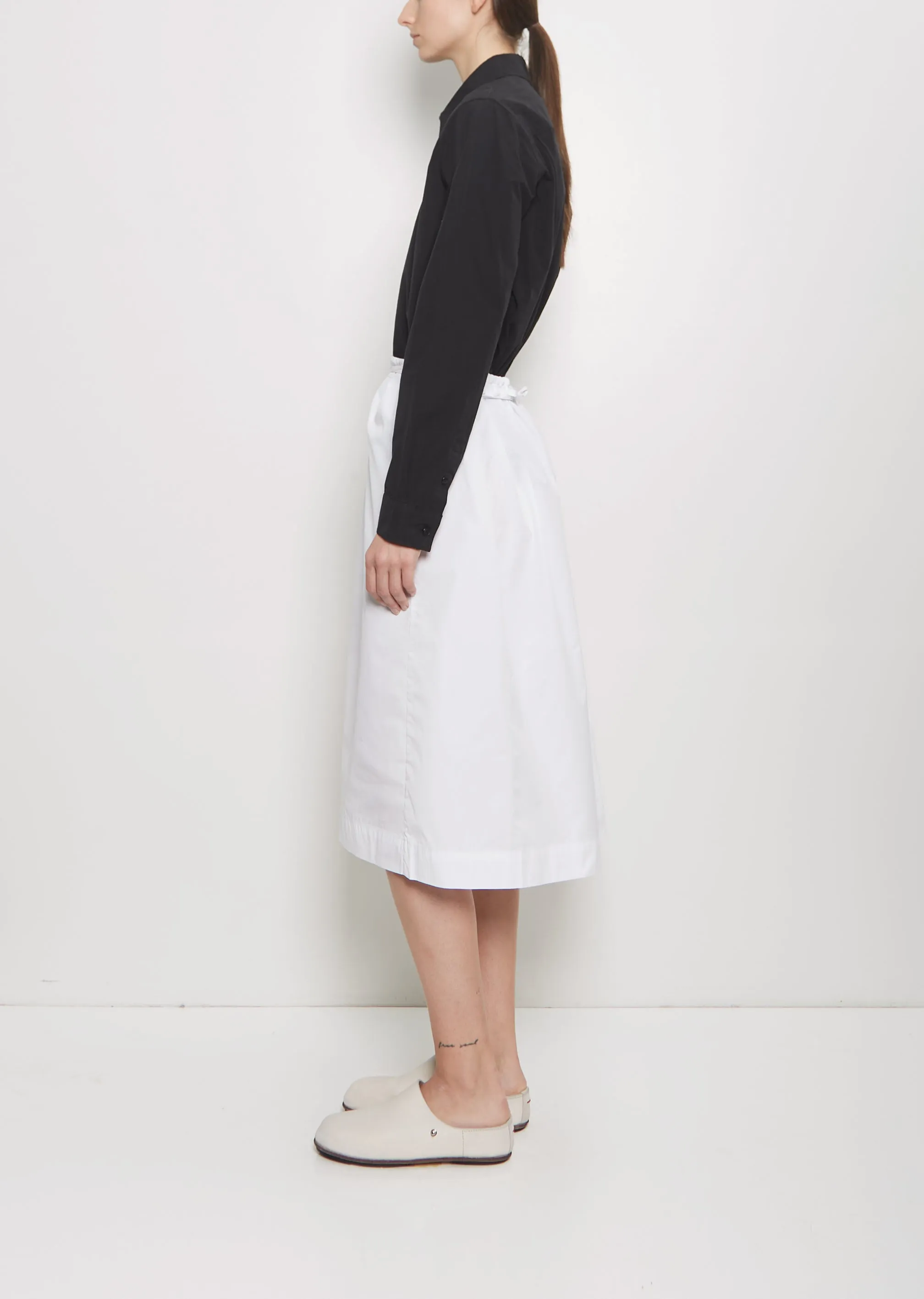 Square Cotton Blend Skirt — White