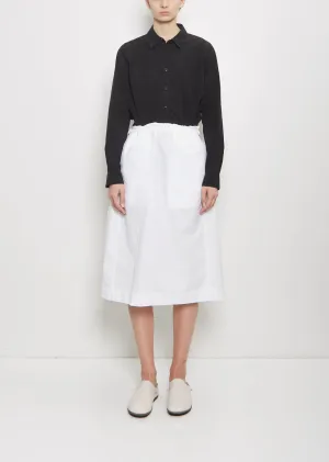 Square Cotton Blend Skirt — White