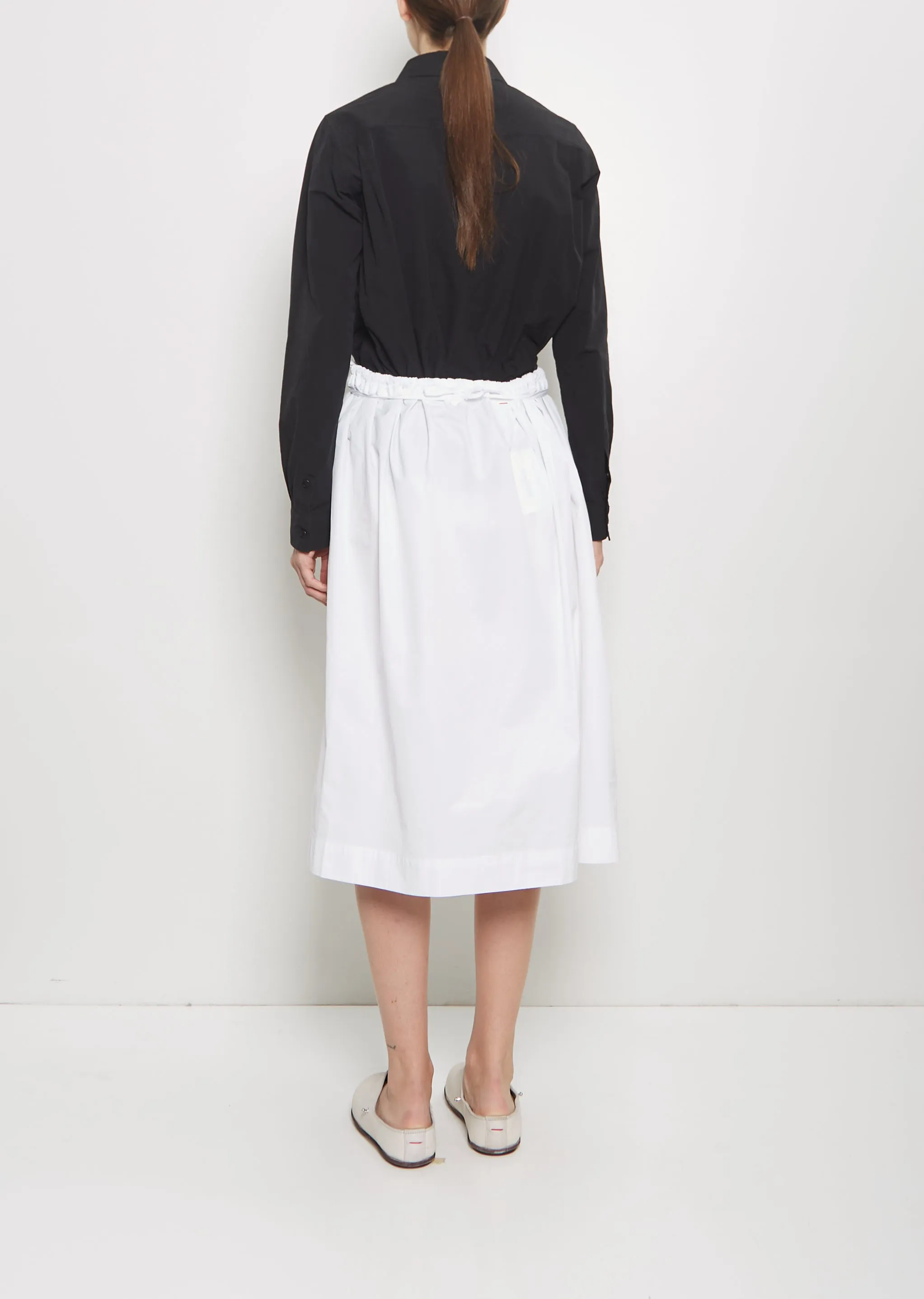 Square Cotton Blend Skirt — White