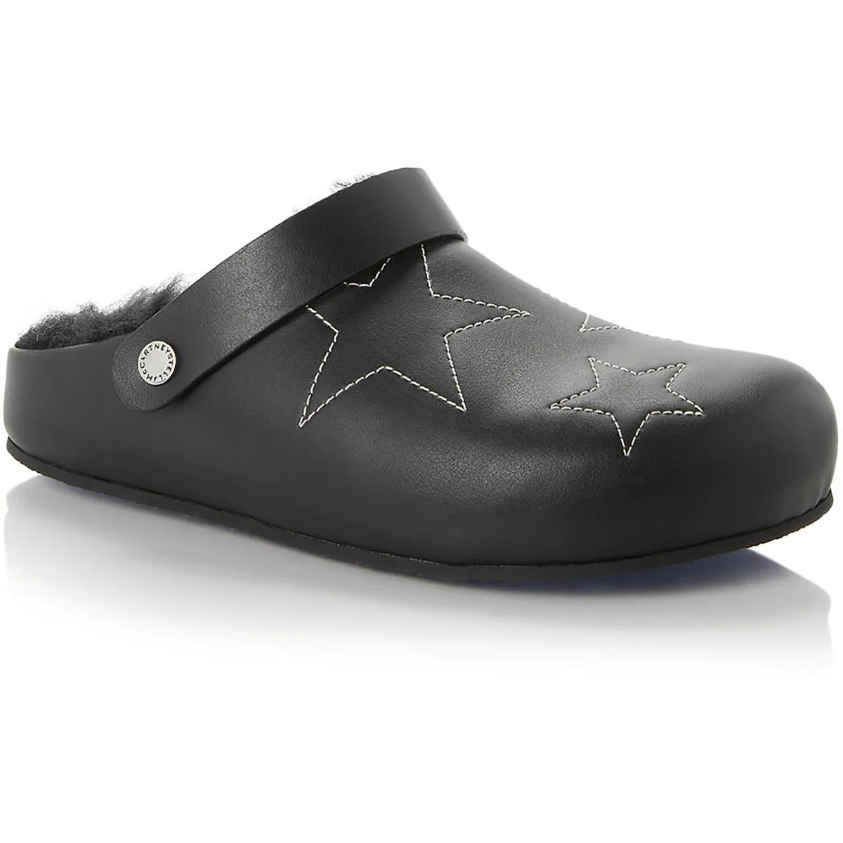 Stella McCartney Womens Alter Sporty Faux Fur Lined Faux Leather Clogs