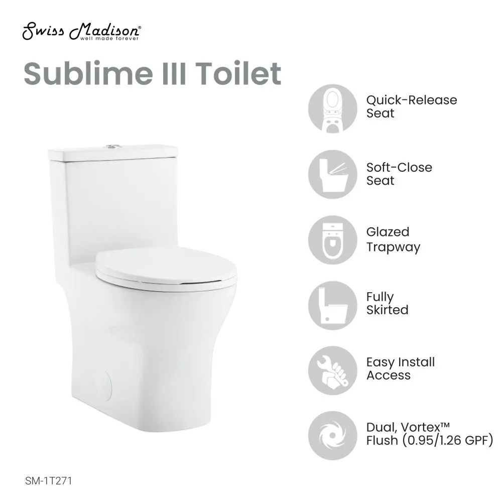 Sublime III One-Piece Round Toilet Vortex™ Dual-Flush 0.95/1.26 gpf