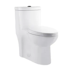 Sublime One Piece Elongated Toilet Dual Flush, Black Hardware 1.1/1.6 gpf