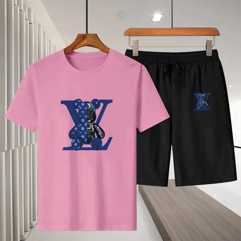 Summer Men's Casual Luxury T-shirt Suit
