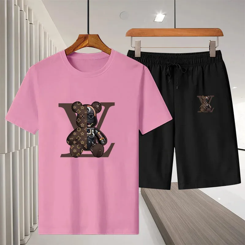 Summer Men's Casual Luxury T-shirt Suit