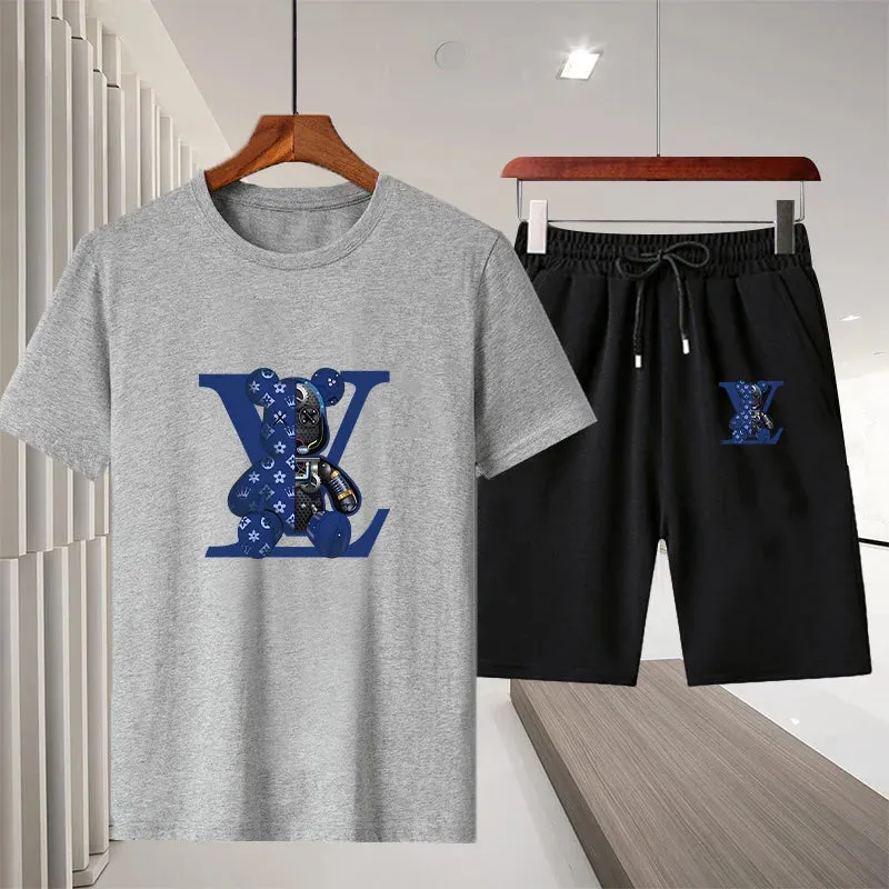 Summer Men's Casual Luxury T-shirt Suit