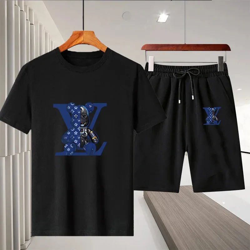 Summer Men's Casual Luxury T-shirt Suit