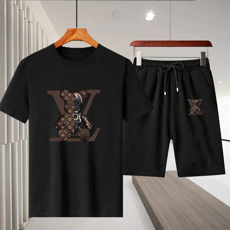 Summer Men's Casual Luxury T-shirt Suit