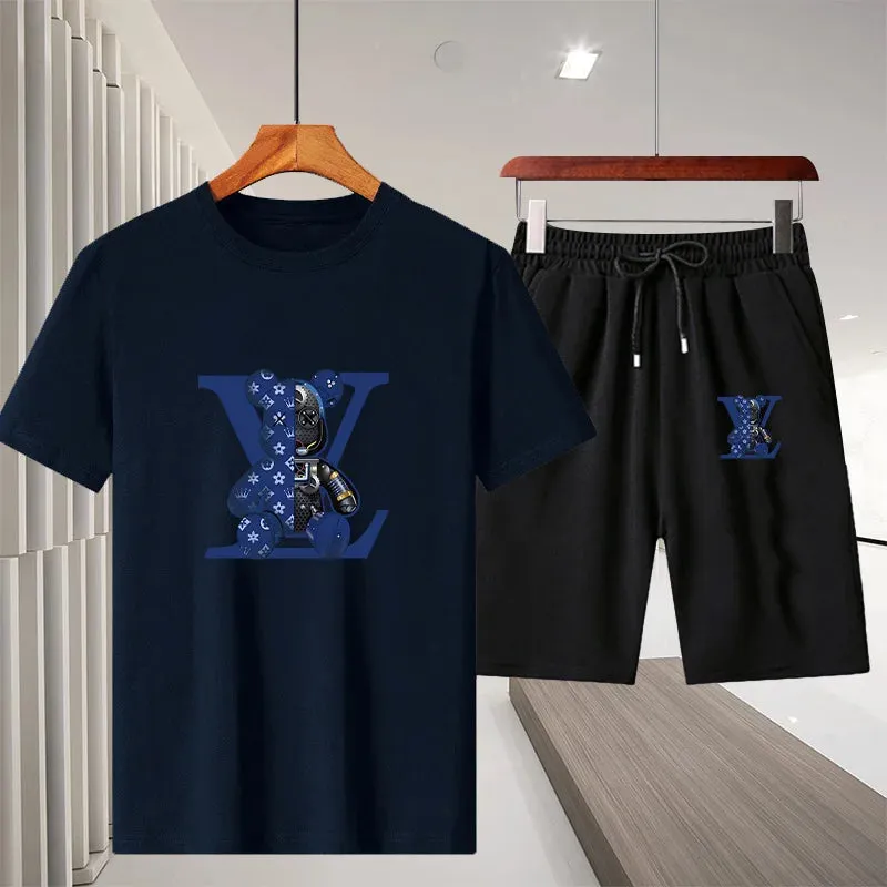 Summer Men's Casual Luxury T-shirt Suit
