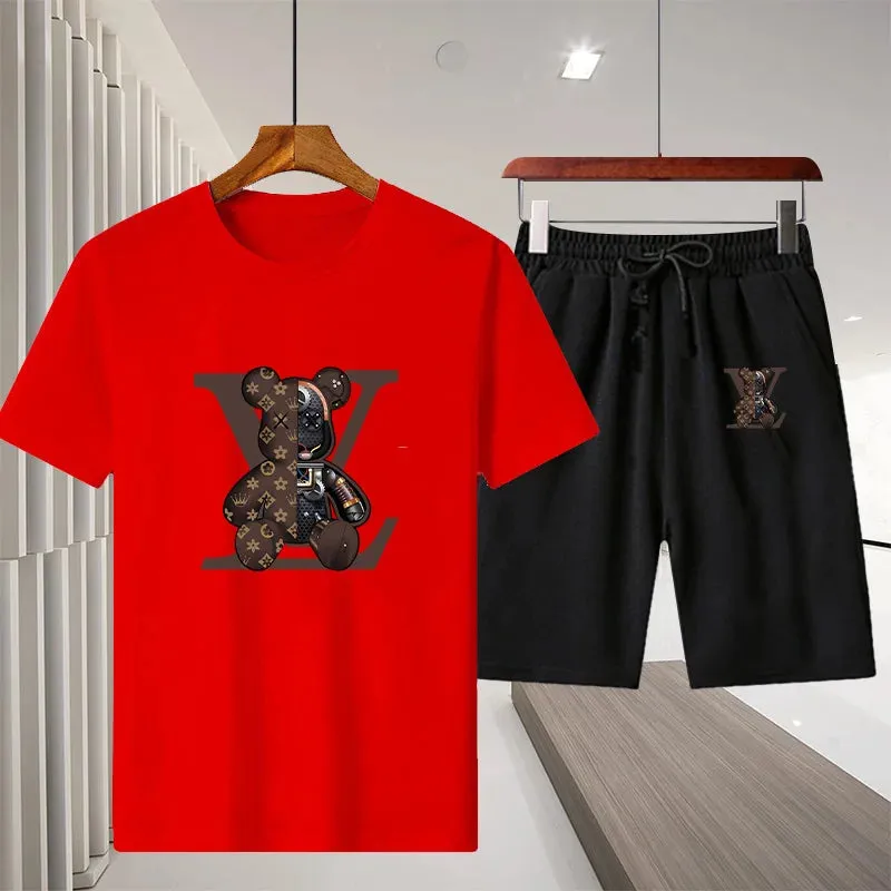 Summer Men's Casual Luxury T-shirt Suit