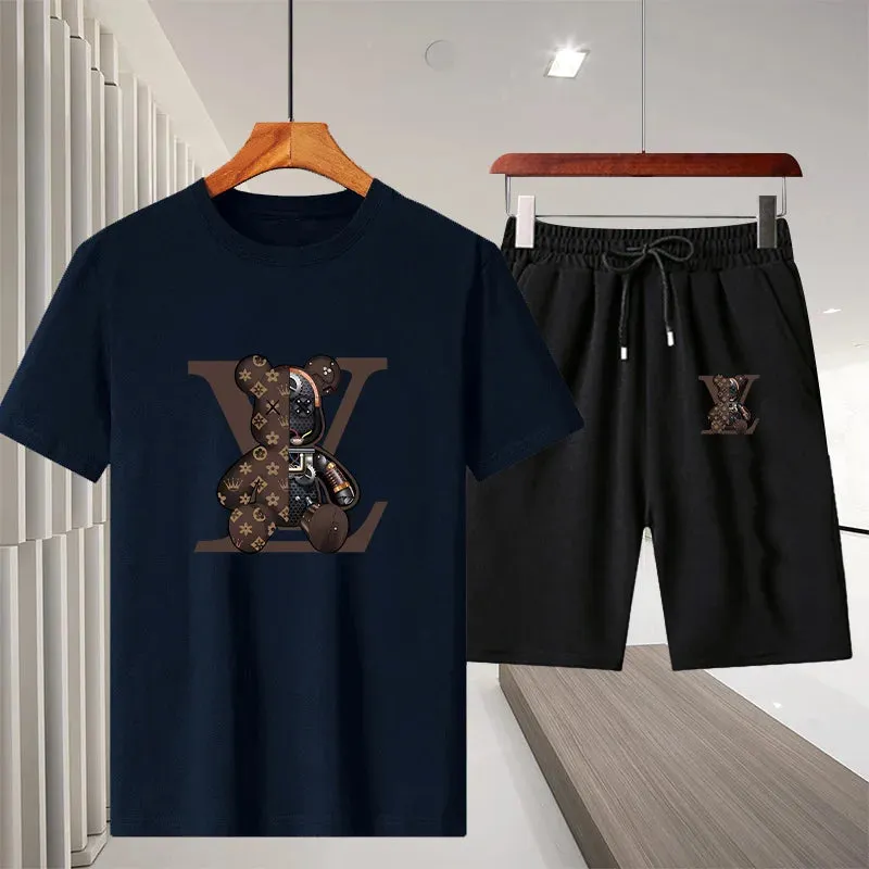 Summer Men's Casual Luxury T-shirt Suit
