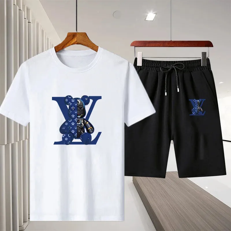 Summer Men's Casual Luxury T-shirt Suit