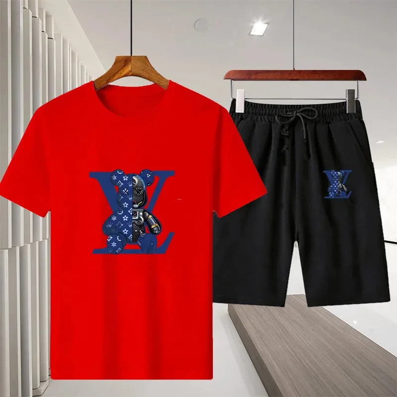 Summer Men's Casual Luxury T-shirt Suit