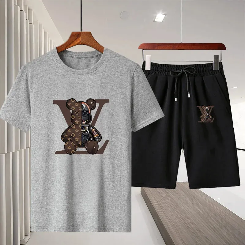 Summer Men's Casual Luxury T-shirt Suit