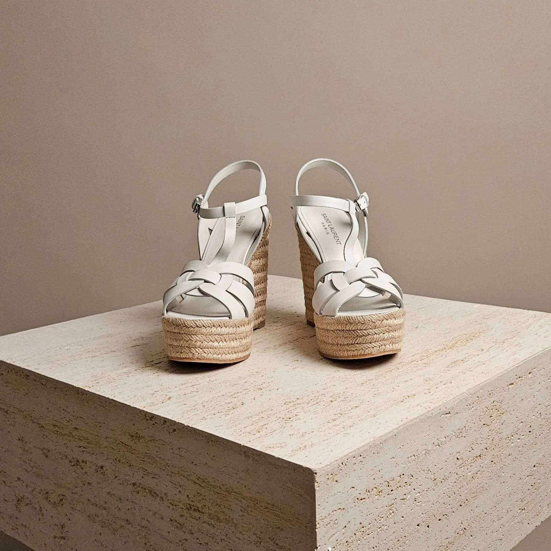 Summer Wedge Sandal White Leather