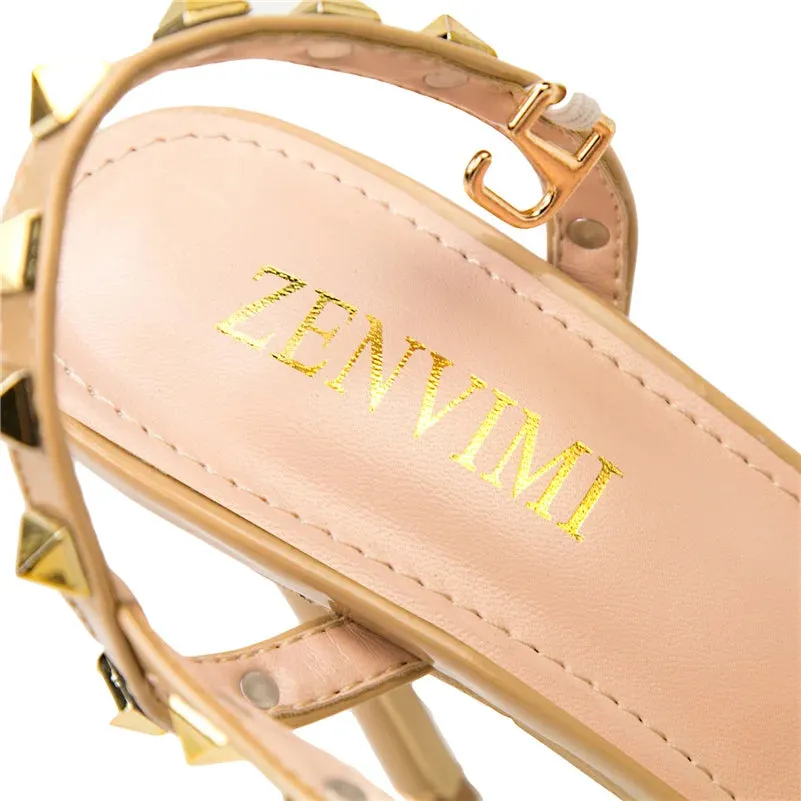Summer Women 10cm Super High Heels Sandals Rivets Studded Stripper Valentine Strap Heels  Wedding Luxury Shoes