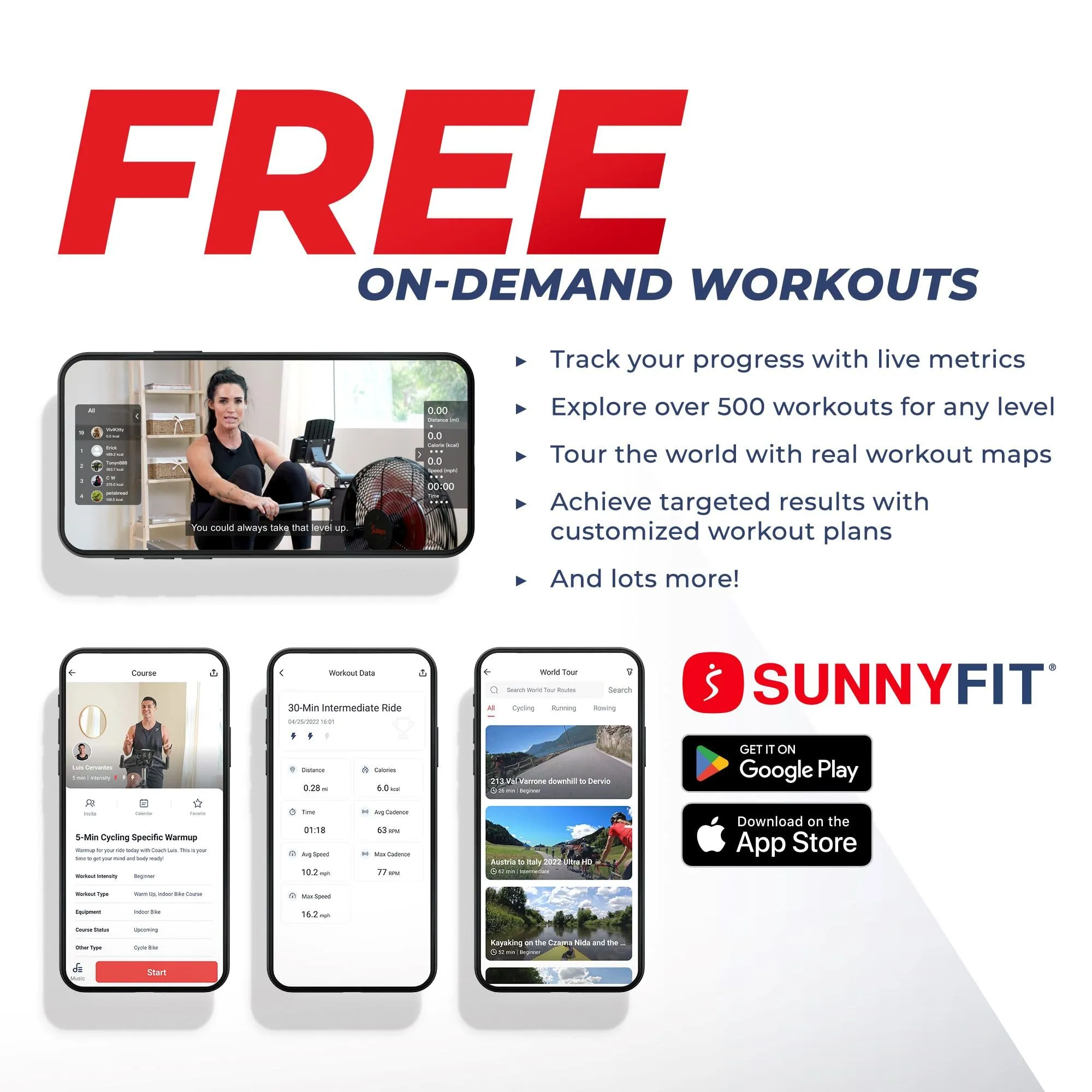 Sunny Health & Fitness Magnetic Rowing Machine with Extended Slide Rail with Bluetooth Connection to Free SunnyFit® App – SF-RW522016