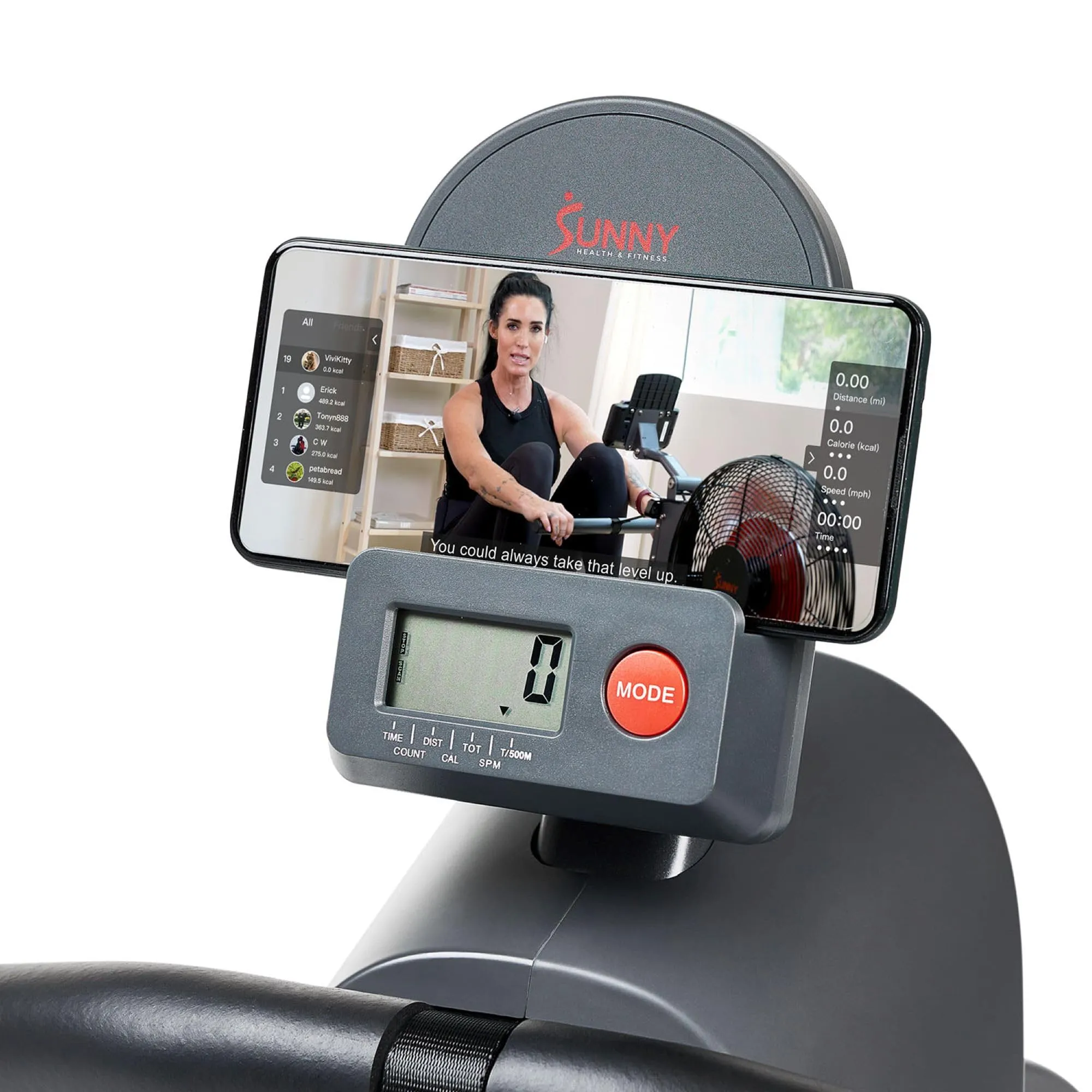 Sunny Health & Fitness Magnetic Rowing Machine with Extended Slide Rail with Bluetooth Connection to Free SunnyFit® App – SF-RW522016