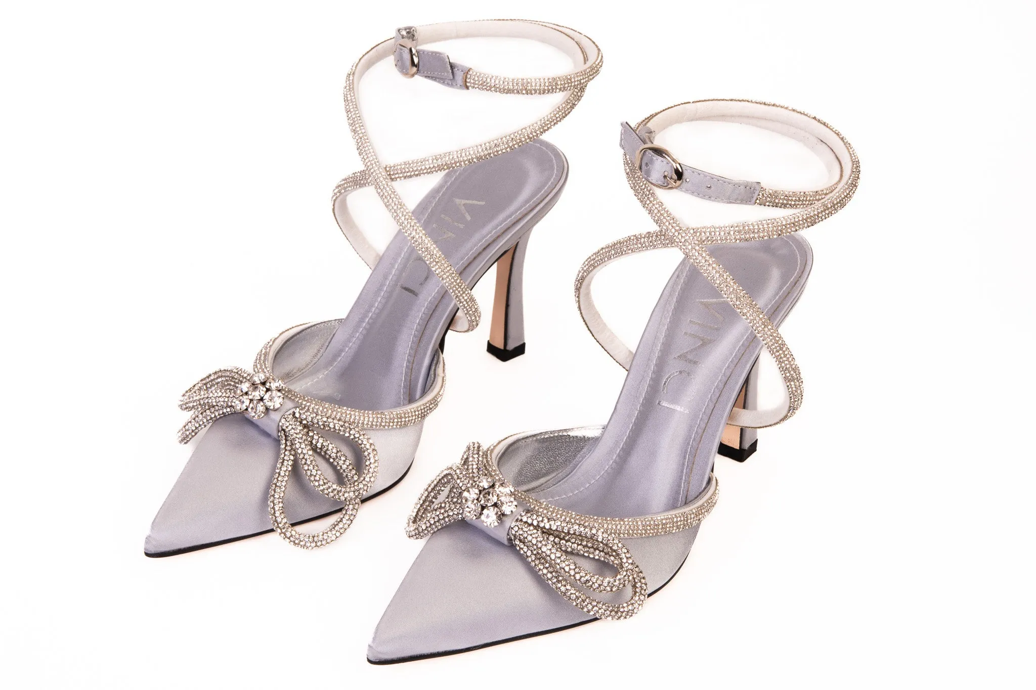 The Floransa Silver Leather Pointy Toe Ankle Strap WomenSandal Final Sale!
