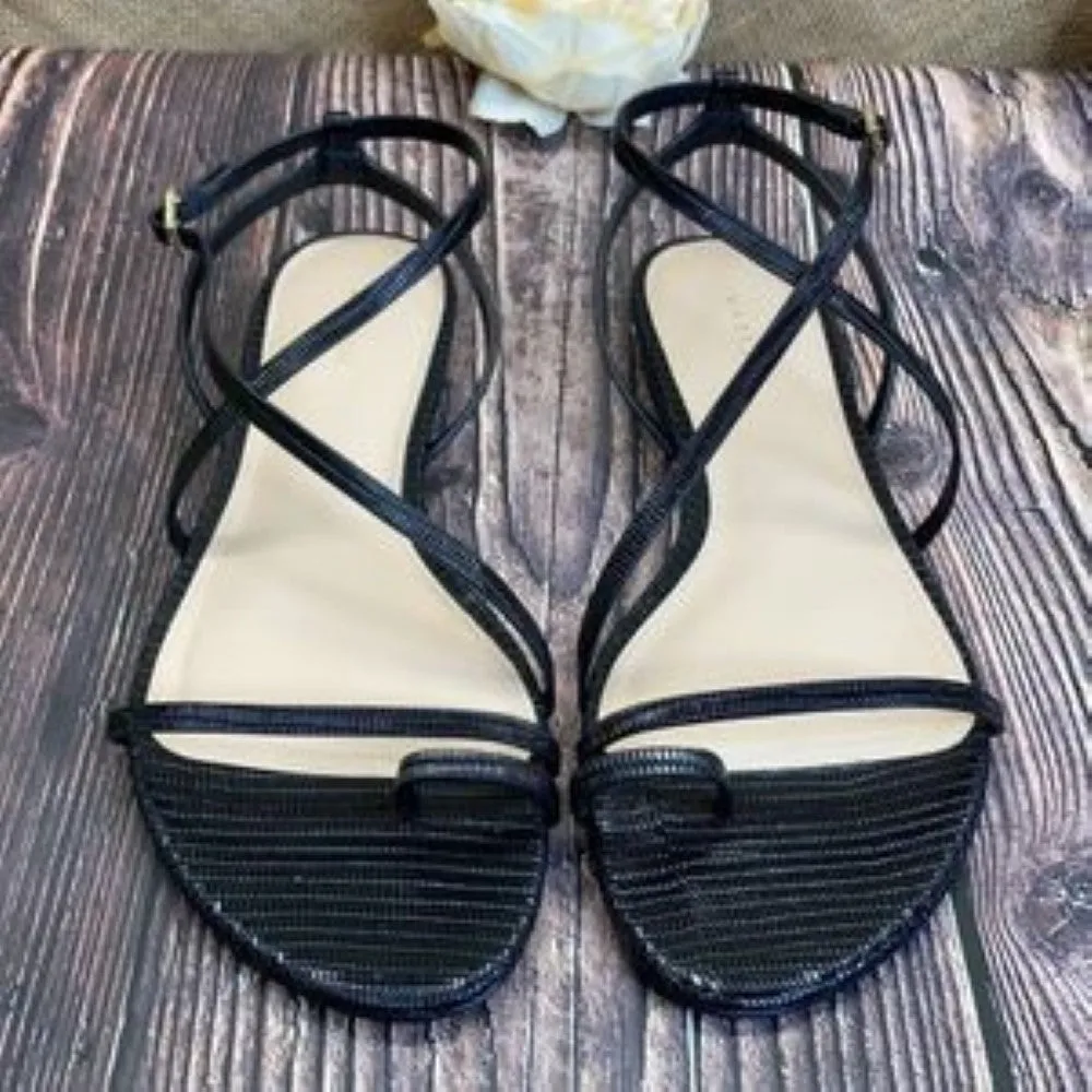 Via Spiga Black Leather Calandre Sandals 9