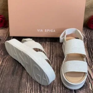 VIA SPIGA Blanc (White) Leather V-gabourey2 Sandals 7