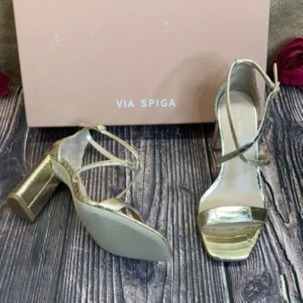 VIA SPIGA Gold Leather Sabinne Sandal 5