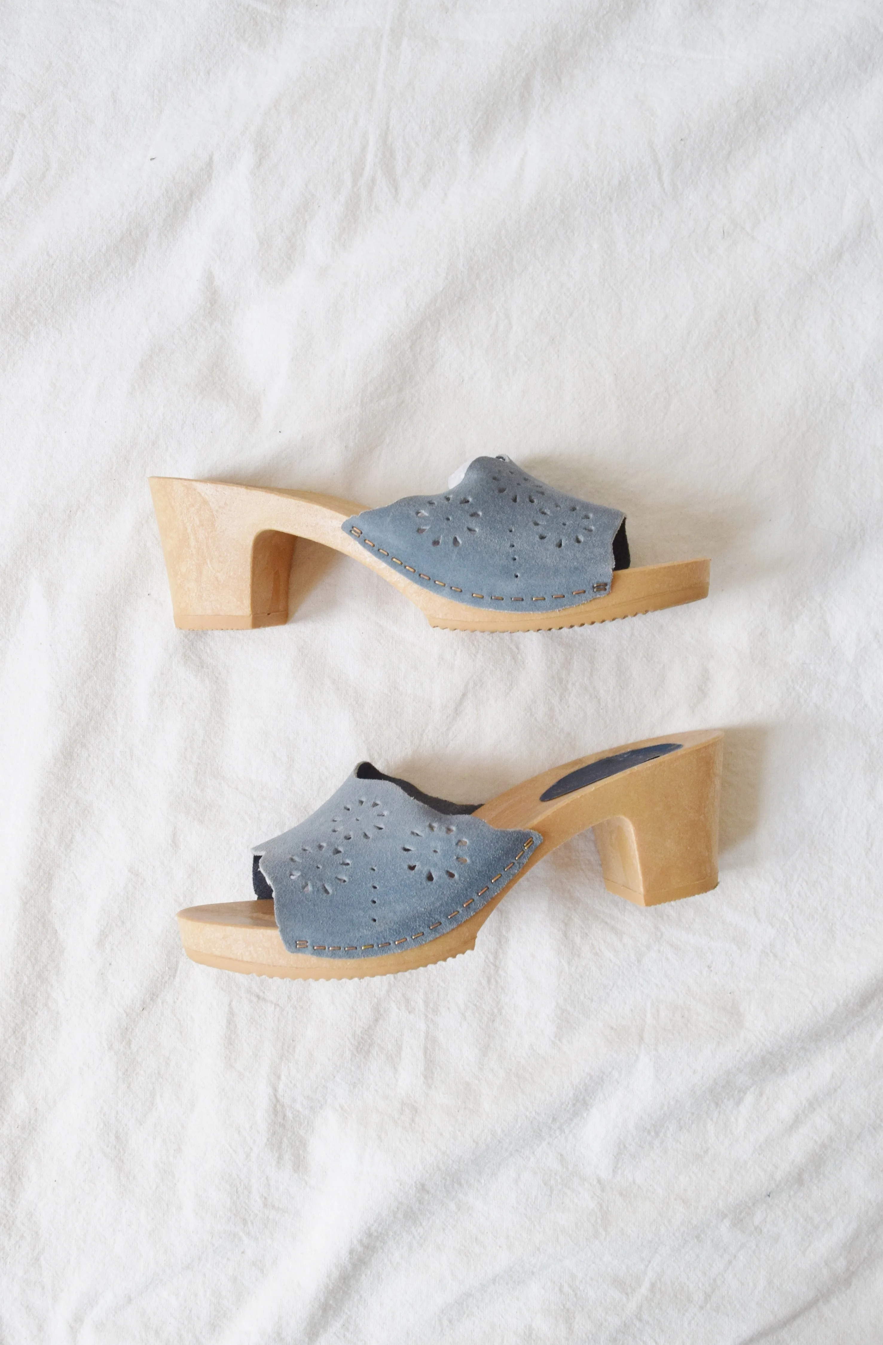 Vintage Blue Suede Mules | 40 / 9